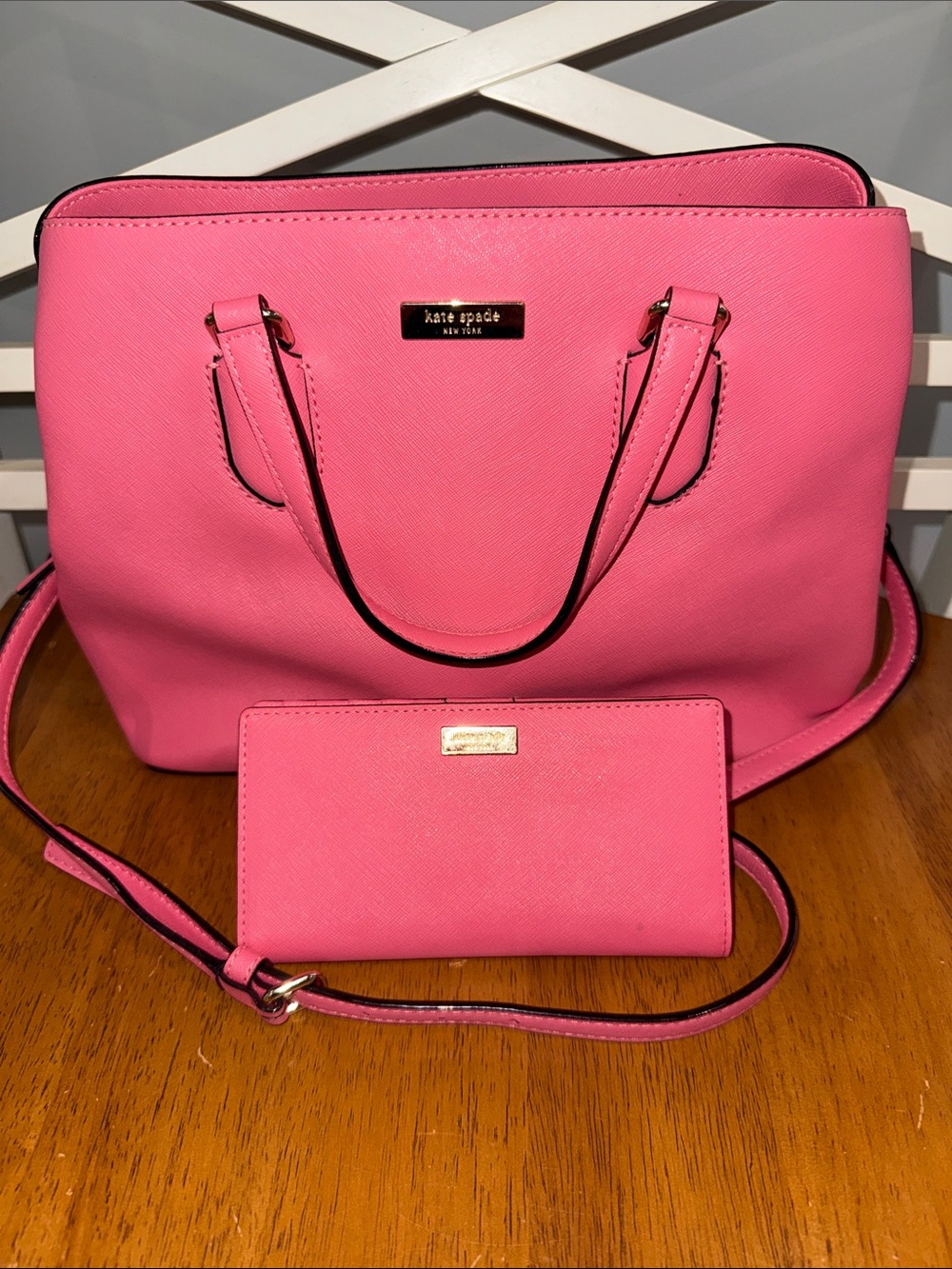 kate spade Pink Saffiano Leather Tote with Matching Wallet